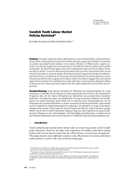 Swedish Youth Labour Market Policies Revisited