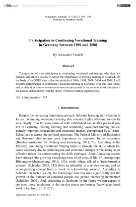 Participation in Continuing Vocational Training in Germany between 1989 and 2008