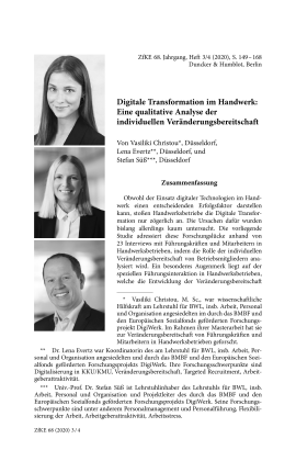 Digitale Transformation im Handwerk: Eine qualitative Analyse der individuellen Veränderungsbereitschaft