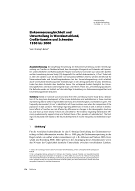 Einkommensungleichheit und Umverteilung in Westdeutschland, Großbritannien und Schweden 1950 bis 2000
