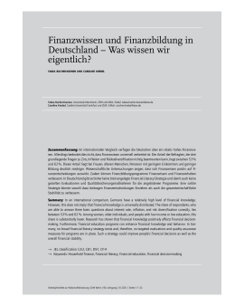 Finanzwissen und Finanzbildung in Deutschland – Was wissen wir eigentlich?