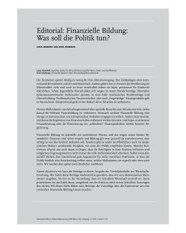 Editorial: Finanzielle Bildung: Was soll die Politik tun?