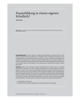 Finanzbildung in einem eigenen Schulfach?