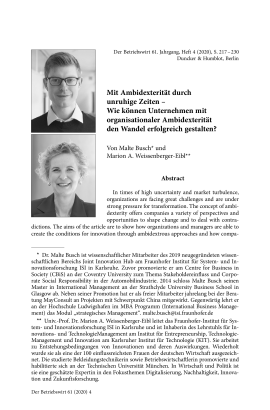 Mit Ambidexterität durch unruhige Zeiten – Wie können Unternehmen mit organisationaler Ambidexterität den Wandel erfolgreich gestalten?