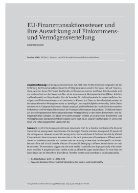 EU-Finanztransaktionssteuer und ihre Auswirkung auf Einkommens- und Vermögensverteilung
