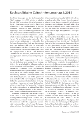 Rechtspolitische Zeitschriftenumschau 3/2015