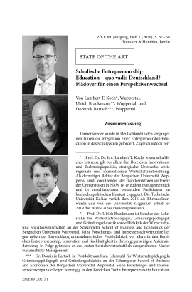Schulische Entrepreneurship Education – quo vadis Deutschland? Plädoyer für einen Perspektivenwechsel
