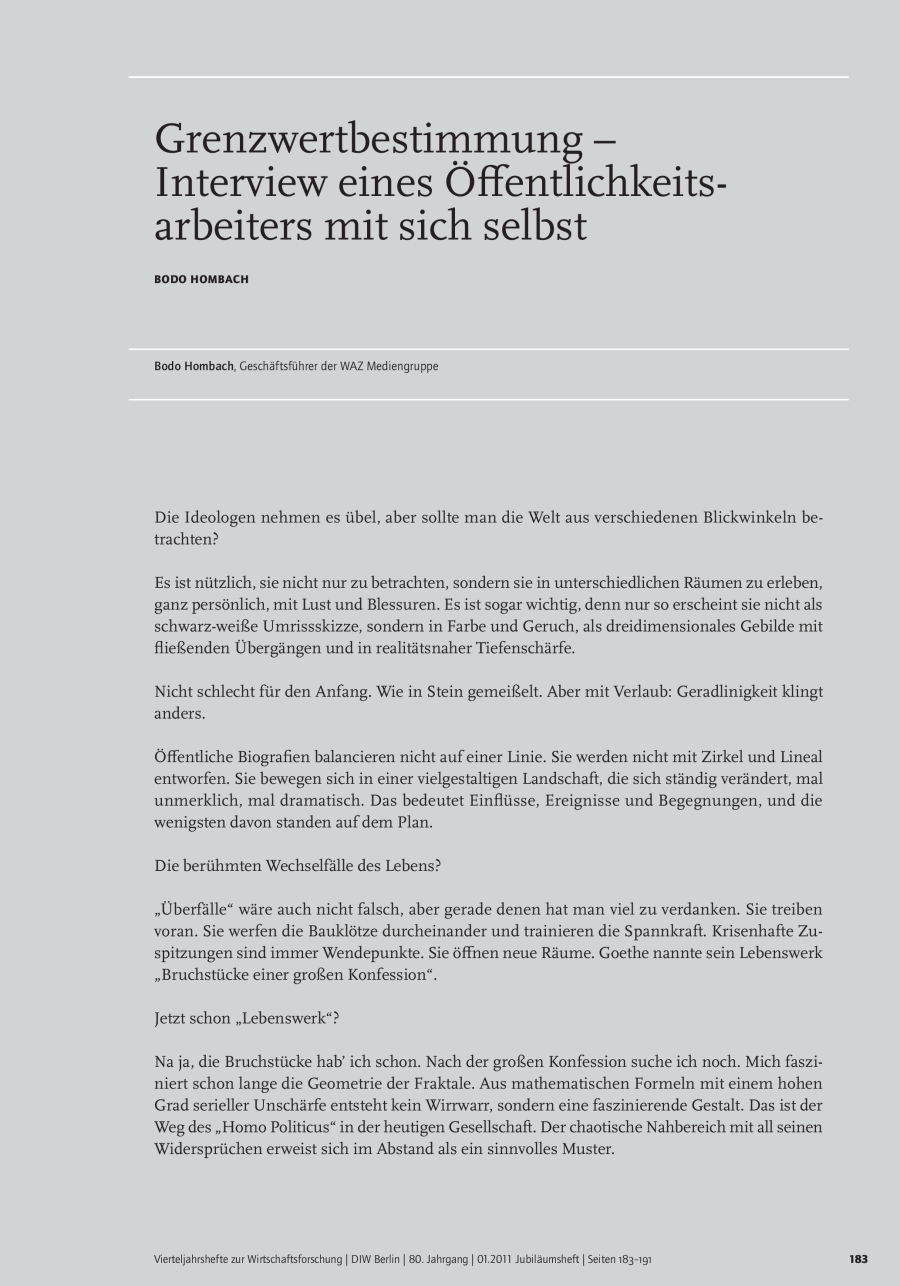 Grenzwertbestimmung – Interview eines Öffentlichkeitsarbeiters mit sich selbst