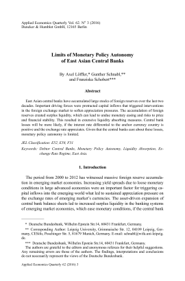 Limits of Monetary Policy Autonomy of East Asian Central Banks