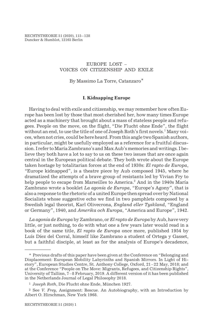 Europe Lost – Voices on Citizenship and Exile
