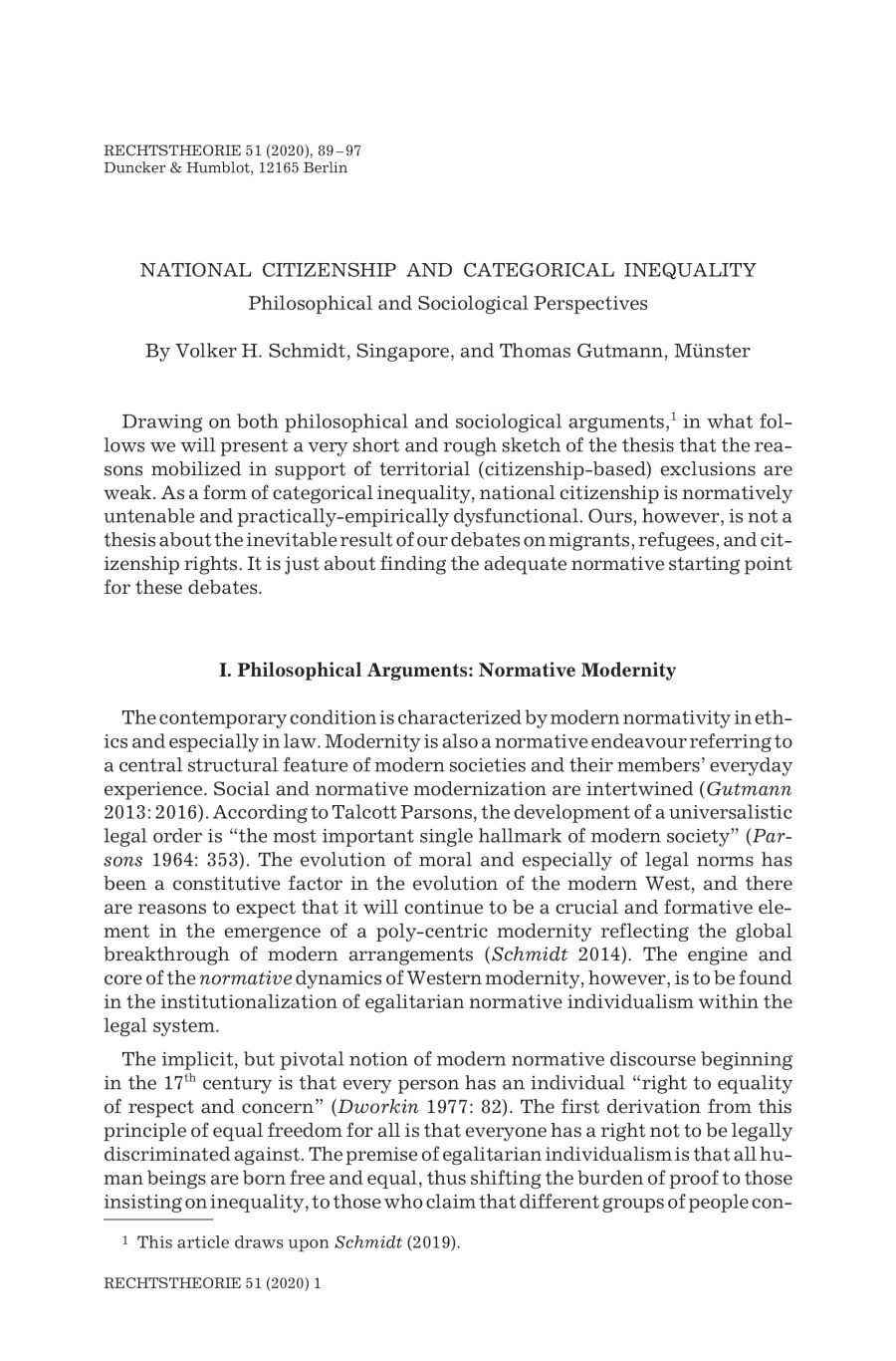 National Citizenship and Categorical Inequality