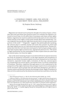 A European Common Area for Asylum – An Argument from Legal Philosophy