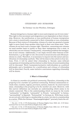 Citizenship and Humanism
