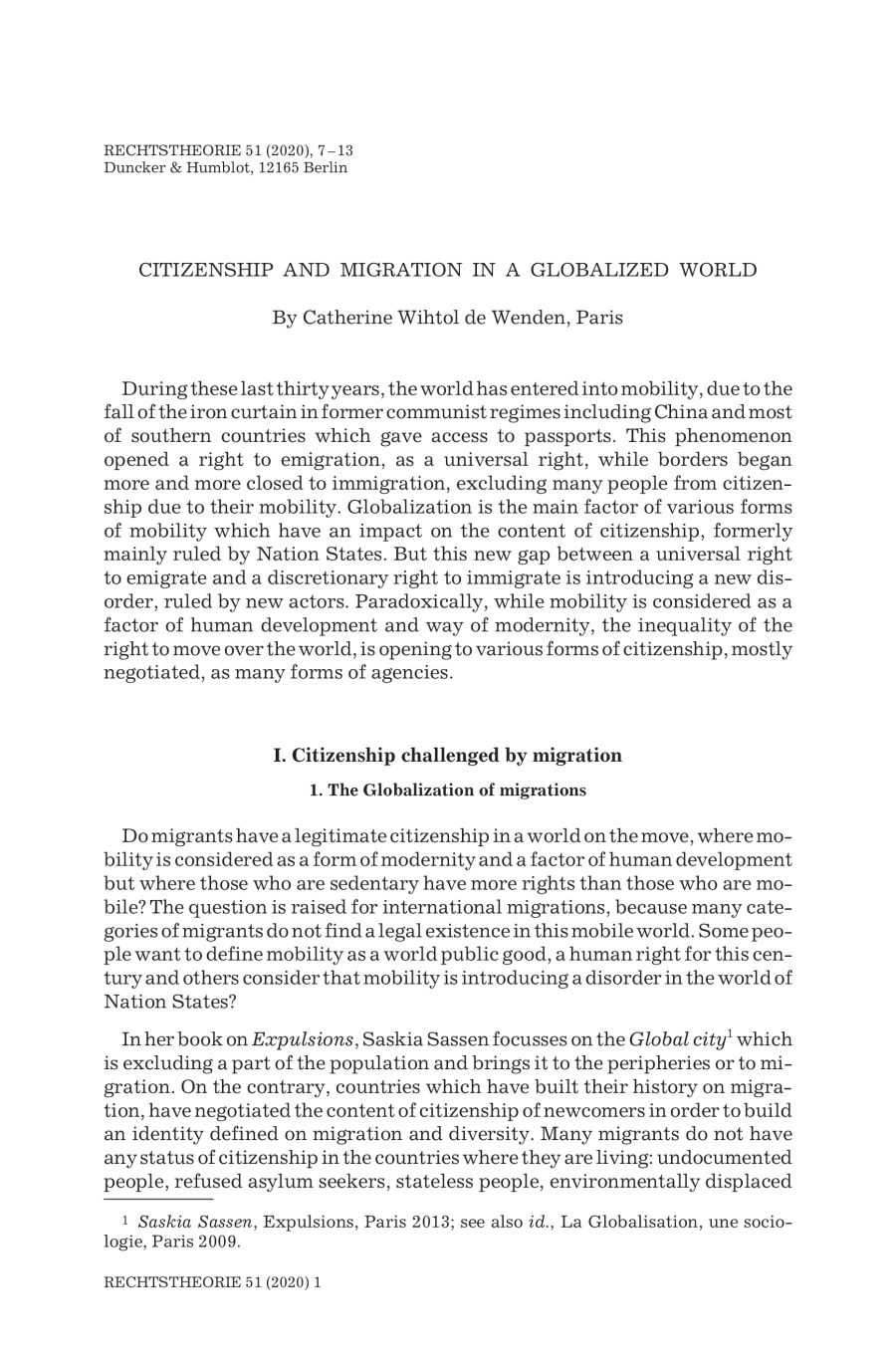 Citizenship and Migration in a Globalized World