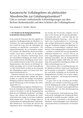 Kassatorische Volksbegehren als plebiszitäre Abwehrrechte zur Gefahrenprävention?