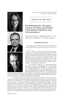 Die Bedeutung der Absorptive Capacity für kleine und mittlere Unternehmen: Ergebnisse einer Literaturanalyse