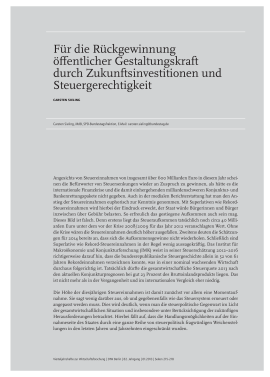 Für die Rückgewinnung öffentlicher Gestaltungskraft durch Zukunftsinvestitionen und Steuergerechtigkeit