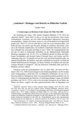 „Andenken“. Heidegger und Henrich zu Hölderlins Gedicht