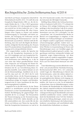 Rechtspolitische Zeitschriftenumschau 4/2014