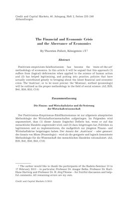 The Financial and Economic Crisis and the Aberrance of Economics