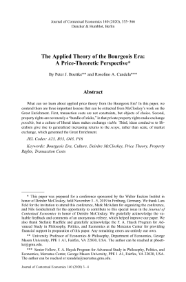The Applied Theory of the Bourgeois Era: A Price-Theoretic Perspective