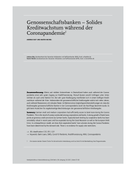 Genossenschaftsbanken – Solides Kreditwachstum während der Coronapandemie
