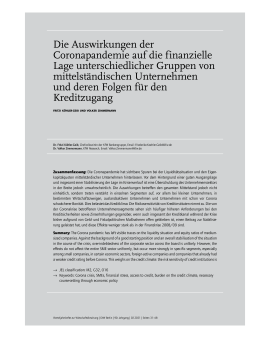 Die Auswirkungen der Coronapandemie auf die finanzielle Lage unterschiedlicher Gruppen von mittelständischen Unternehmen und deren Folgen für den Kreditzugang