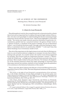 Law as Science of the Experience