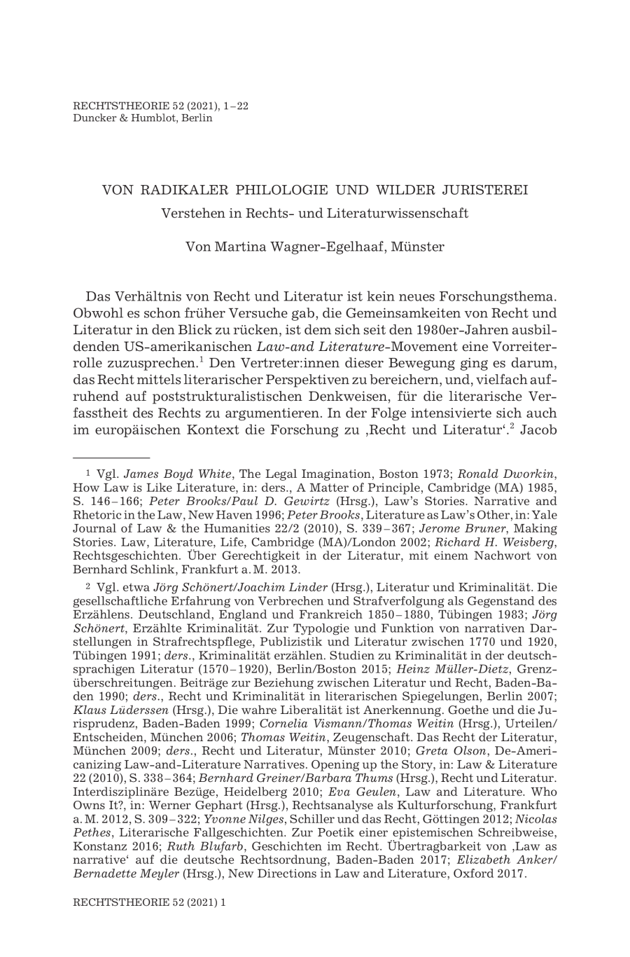 Von radikaler Philologie und wilder Juristerei