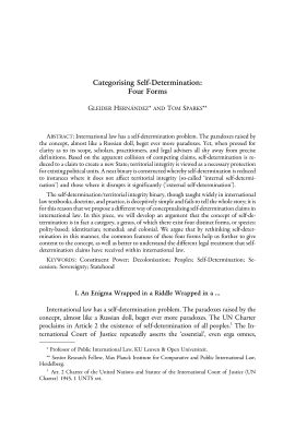 Categorising Self-Determination: Four Forms