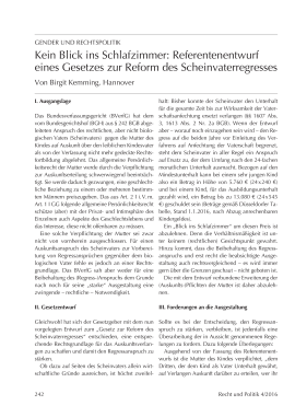 Kein Blick ins Schlafzimmer: Referentenentwurf eines Gesetzes zur Reform des Scheinvaterregresses