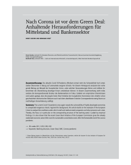 Nach Corona ist vor dem Green Deal: Anhaltende Herausforderungen für Mittelstand und Bankensektor