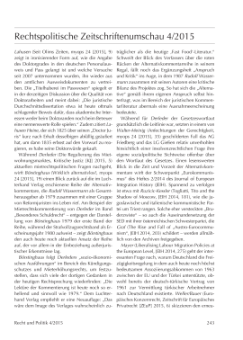 Rechtspolitische Zeitschriftenumschau 4/2015