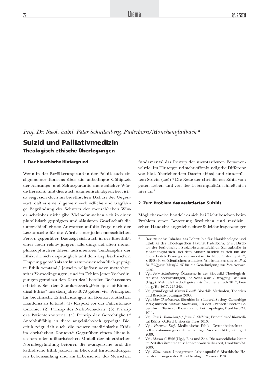 Suizid und Palliativmedizin