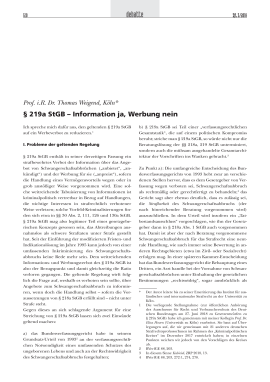 § 219a StGB – Information ja, Werbung nein