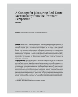 A Concept for Measuring Real Estate Sustainability from the Investors’ Perspective