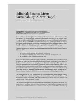 Editorial: Finance Meets Sustainability: A New Hope?