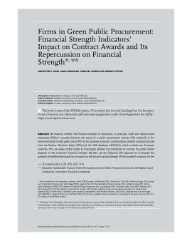 Firms in Green Public Procurement: Financial Strength Indicators’ Impact on Contract Awards and Its Repercussion on Financial Strength