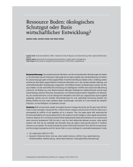 Ressource Boden: ökologisches Schutzgut oder Basis wirtschaftlicher Entwicklung?
