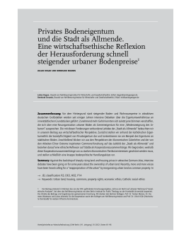 Privates Bodeneigentum und die Stadt als Allmende. Eine wirtschaftsethische Reflexion der Herausforderung schnell steigender urbaner Bodenpreise