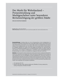 Der Markt für Wohnbauland – Preisentwicklung und Marktgeschehen unter besonderer Berücksichtigung der größten Städte