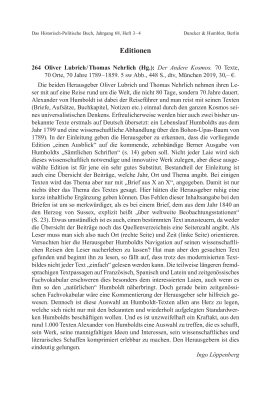 Oliver Lubrich / Thomas Nehrlich (Hg.): Der Andere Kosmos. 70 Texte, 70 Orte, 70 Jahre 1789 – 1859
