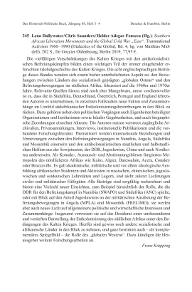 Lena Dallywater / Chris Saunders / Helder Adegar Fonseca (Hg.): Southern African Liberation Movements and the Global Cold War „East“. Transnational Activism 1960 – 1990