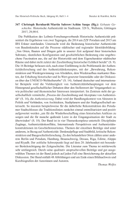 Christoph Bernhardt / Martin Sabrow / Achim Saupe (Hg.): Gebaute Geschichte. Historische Authentizität im Stadtraum