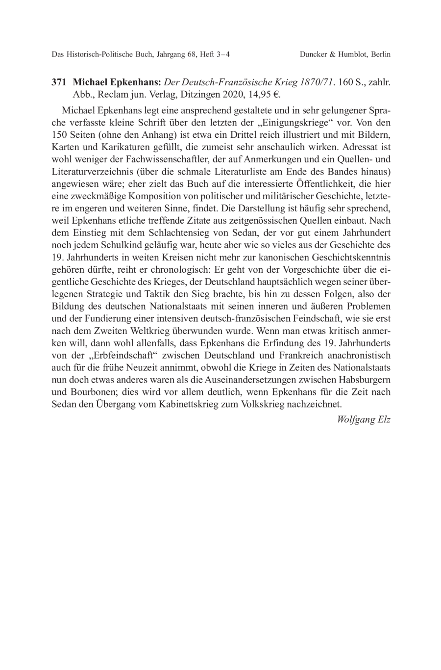 Michael Epkenhans: Der Deutsch-Französische Krieg 1870/71