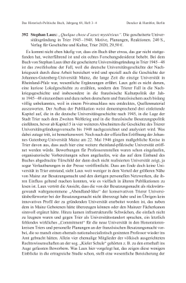 Stephan Laux: „Quelque chose d’assez mystérieux“. Die gescheiterte Universitätsgründung in Trier 1945 – 1948. Motive, Planungen, Reaktionen