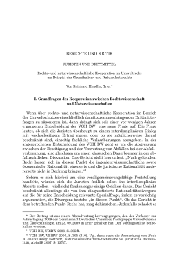 Juristen und Drittmittel. Rechts- und naturwissenschaftliche Kooperation im Umweltrecht am Beispiel des Chemikalien- und Naturschutzrechts