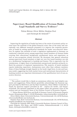 Supervisory Board Qualification of German Banks: Legal Standards and Survey Evidence