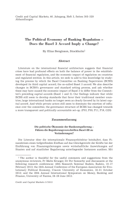The Political Economy of Banking Regulation – Does the Basel 3 Accord Imply a Change?