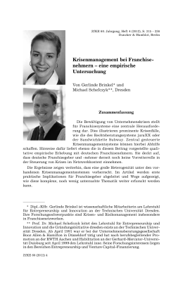 Krisenmanagement bei Franchisenehmern – eine empirische Untersuchung